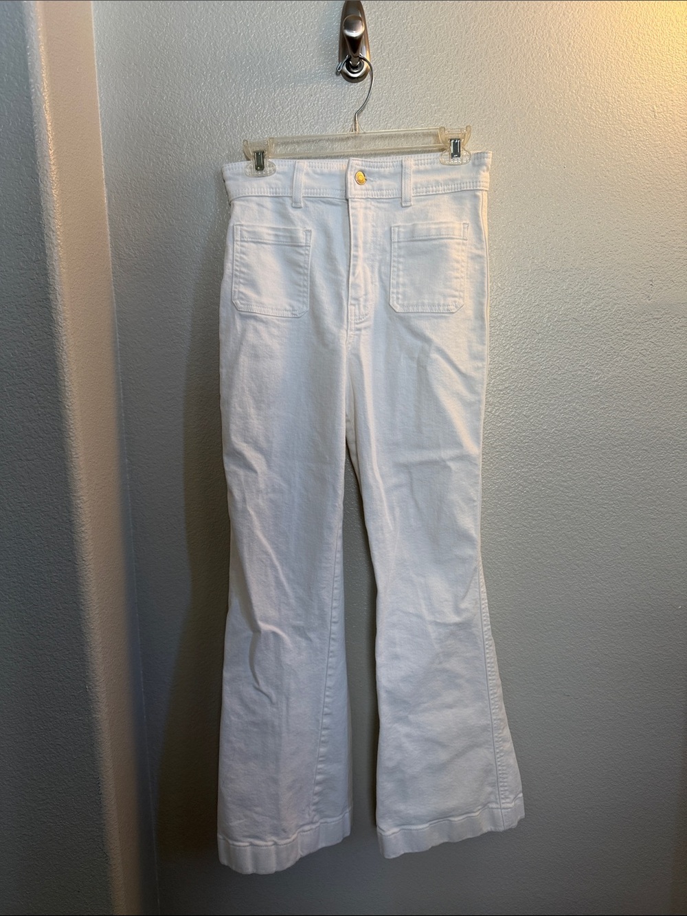 H&M White High-Rise Flared Jeans
